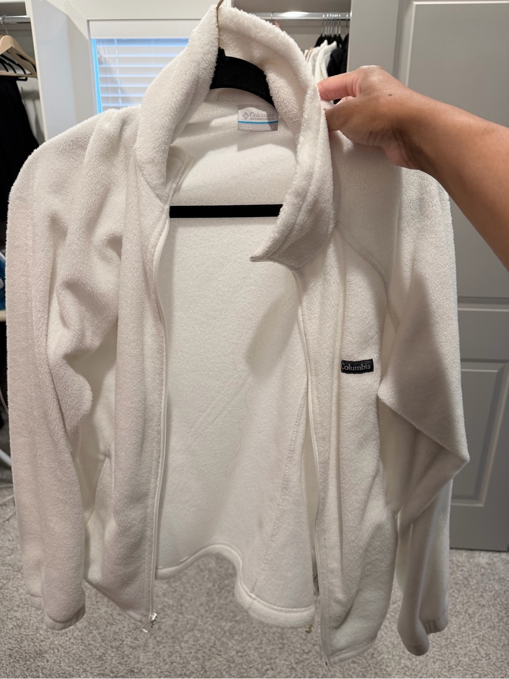 Columbia White Full‑Zip Fleece Jacket